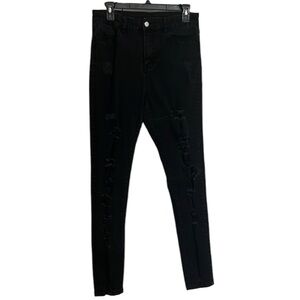 Shein Women’s Ladies Black Distressed Skinny Jeans Size Large